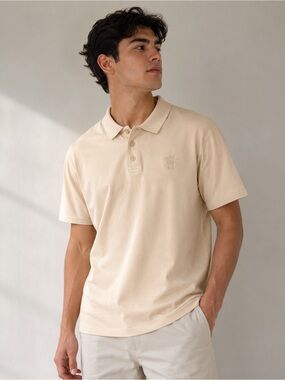 🆗 Forever 21 Men's Light Beige Polo Shirt